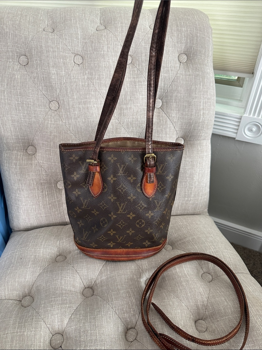Louis Vuitton Monogram Brown Canvas Bucket Shoulder Bag